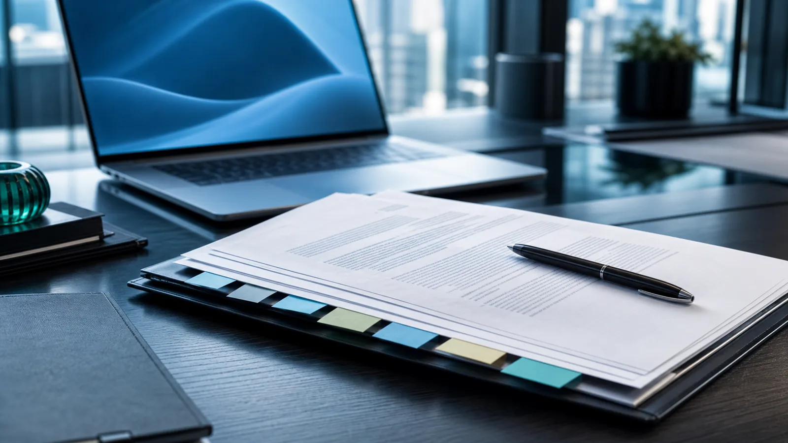 Visualisierung mit Arbeitsvertrag, markierten Klauseln und digitaler Vertragsprüfung bei SmartRight Legal